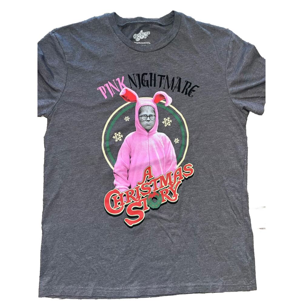 A Christmas Story Bunny Suit Grey Printed Short Sleeve T-shirt Size Medium